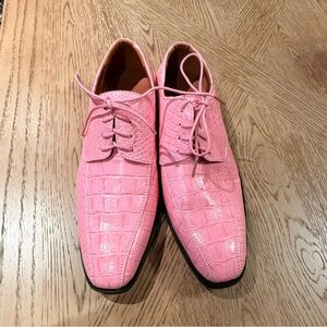 Men's Alligator Crocodile Print Oxford Fashion Lace Up/pink METRO CHARM SIZE 9.5